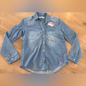 Abercrombie Kids long sleeve denim button down unicorn ice cream cone size 13/14